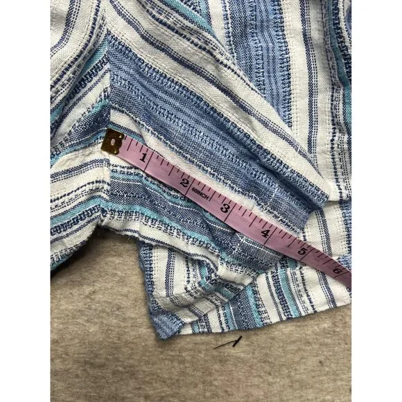 Briggs Linen Blend Blue Striped Pull On High Waist Shorts Relaxed XXL NWT Coasta - Picture 9 of 9